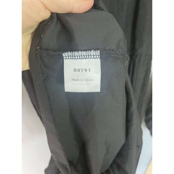 Hotwy Womens Black Tunic Dress Sz M Casual Waffle Knit Smocked Whimsygoth Witchy - Picture 6 of 6